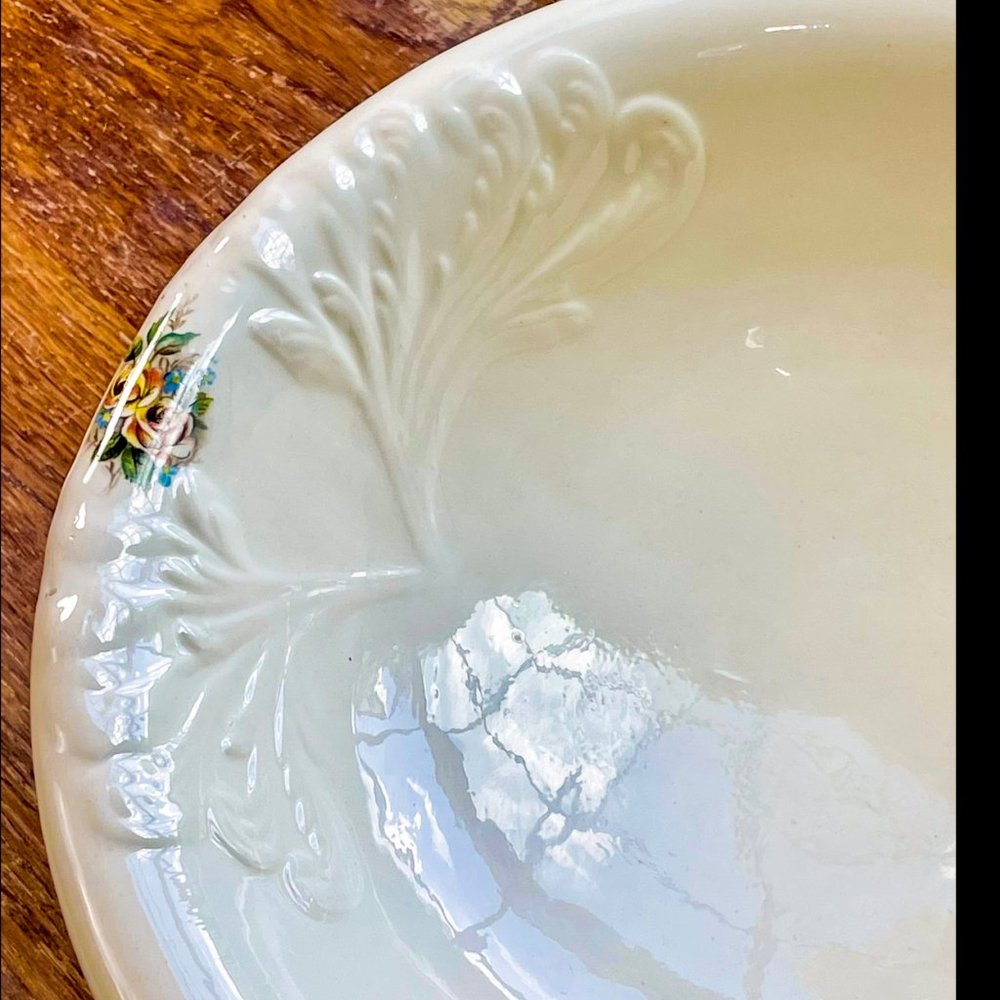 ▪️VTG▪️1970's Embossed Ceramic Floral Cottagecore Farmhouse Pitcher & Basin Set - Picture 9 of 13